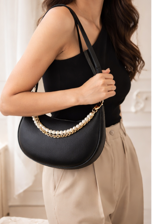 Sac Épaule Chic Perlé Doré