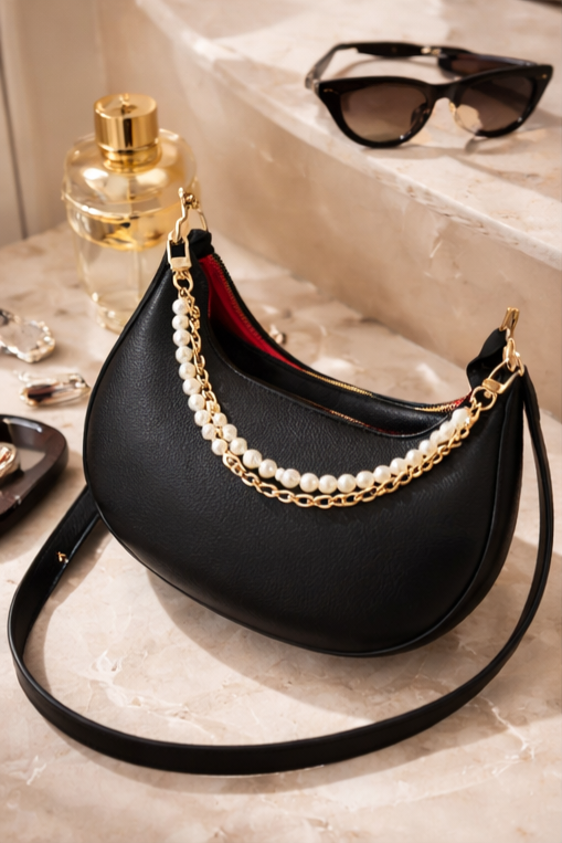 Sac Épaule Chic Perlé Doré