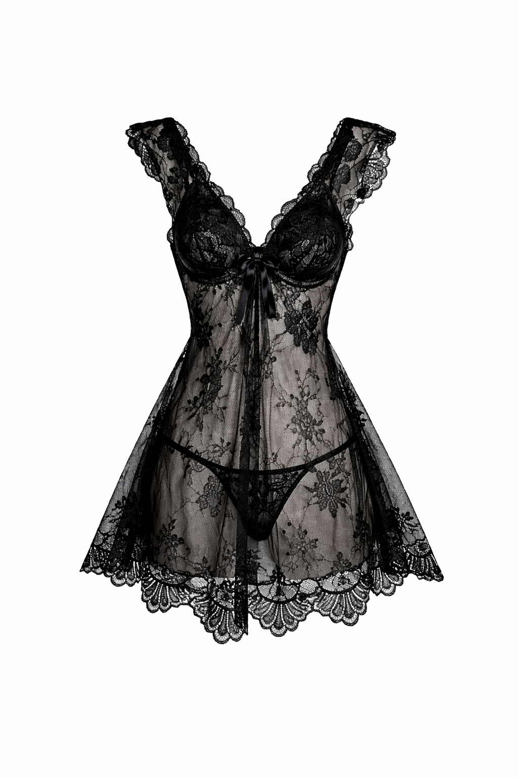 Nuisette en dentelle avec string